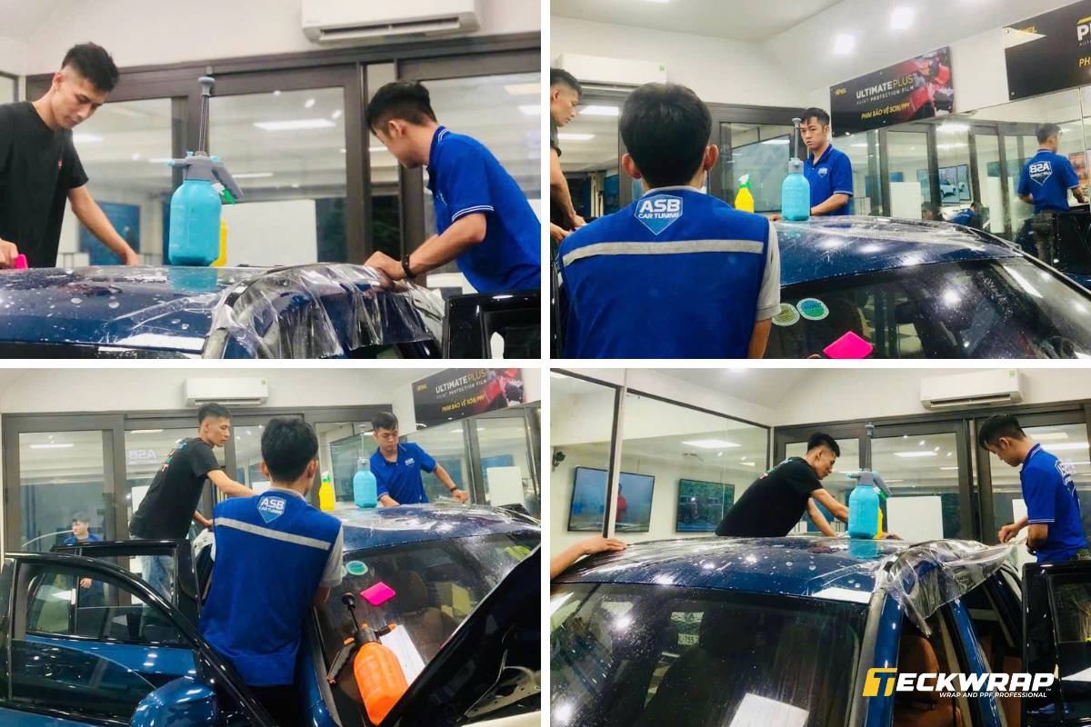 Đội ngũ kỹ thuật dán PPF, wrap decal đổi màu TeckWrap chuyên nghiệp tại ASB Khúc Thừa Dụ