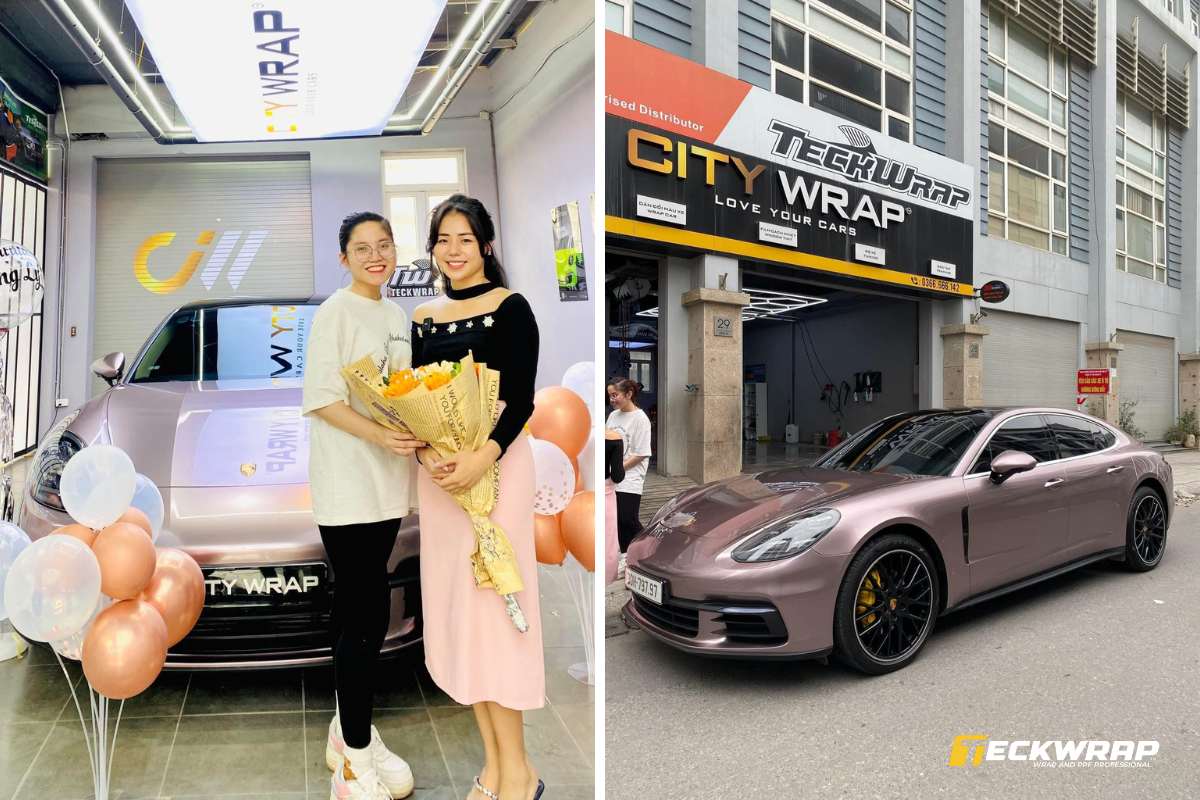 Bàn giao xe ô tô dán decal đổi màu tại đại lý TeckWrap