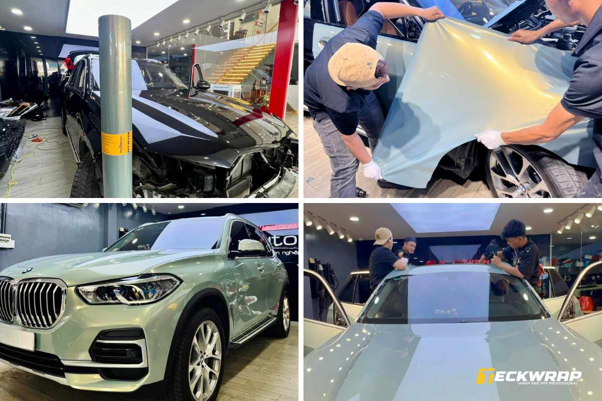Hình ảnh thi công dán decal đổi màu TeckWrap tại V-Wrap