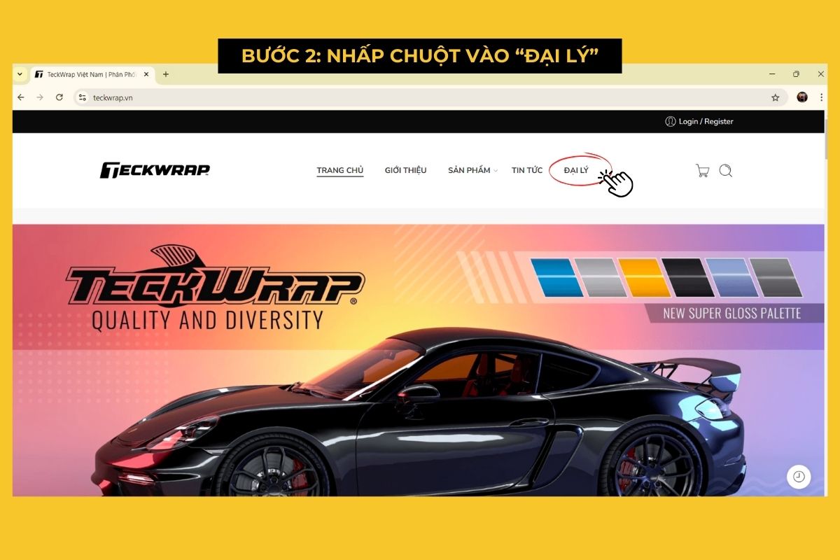 Nhấp chuột vào Mục "ĐẠI LÝ" như trên hình ảnh hướng dẫn